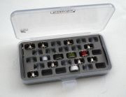 28 Compartment bobbin box with 2 needle threaders.    