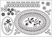 Oval with Daisies Parchment Grid
